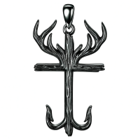 wholesale 925 Sterling Silver Antler Cross Pendant Necklace-03-Black Cross Hook Necklace Without Chain