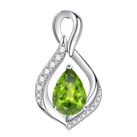 wholesale 925 Sterling Silver Orange Topaz Drop Pendant With Zirconia-08 Aug Without Chain