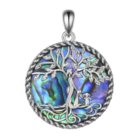 wholesale 925 Sterling Silver Tree Of Life Pendant With Abalone Shell Necklace Wholesale Jewelry For Men Women-tree and two necklace Without Chain