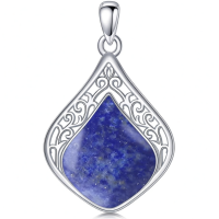 wholesale 925 Sterling Silver Teardrop Lapis Lazuli Pendant Necklace-Lapis Lazuli Without Chain