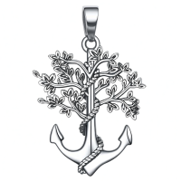 wholesale 925 Sterling Silver Tree of Life Pendant Necklace w/Anchor Design-Tree of life Without Chain