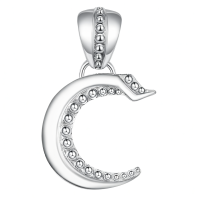 wholesale 925 Sterling Silver Crescent Moon Pendant Necklace Wholesale For Women-Letter-C Without Chain