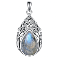 wholesale 925 Sterling Silver Waterdrop Pendant With Blue Flashing Labradorite Gemstone-Labradorite Without Chain