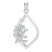 wholesale 925 Sterling Silver Floral Drop Pendant Necklaces with Enamel Flowers s for Women Girls-Lily Pendant Without Chain