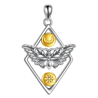 wholesale 925 Sterling Silver Butterfly Pendant With Sun And Moon Elements-Butterfly Without Chain