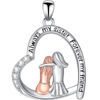 wholesale 925 Sterling Silver Sister Necklace-Heart Without Chain
