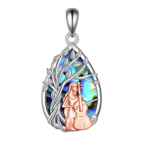 wholesale 925 Sterling Silver Abalone Shell Tree of Life Pendant Necklace with Violin Design-Cello Without Chain
