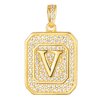 wholesale Gold Filled 925 Sterling Silver Letter Jewelry Necklace for Women Gift for Mom Wife Birthday Anniversary Christmas-Letter V Without Chain