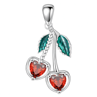 wholesale 925 Sterling Silver Heart Cherry Pendant Necklace-Cherry II Without Chain