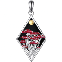 wholesale 925 Sterling Silver Enchanted Mushroom Forest Pendant Necklace-Mushroom Necklace Without Chain