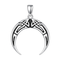 wholesale 925 Sterling Silver Crescent Moon Pendant Necklace-C01-Celtic Moon Without Chain