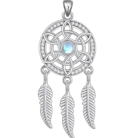wholesale 925 Sterling Silver Celtic Knot Dreamcatcher Pendant Necklace With Moonstone-E-Dream Catcher Without Chain