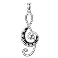 wholesale 925 Sterling Silver Music Note Heart Pendant Necklace-0-Music Without Chain