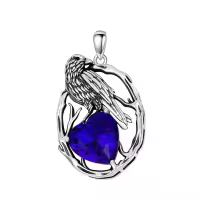 wholesale 925 Sterling Silver Birthstone Raven Necklace for Women-September Without Chain