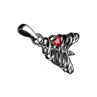 wholesale 925 Sterling Silver Skull Heart Necklace Pendant-Guitar Without Chain
