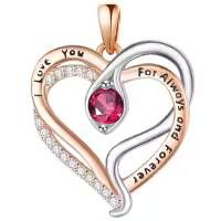 wholesale 925 Sterling Silver Snake Pendant Necklace with Birthstone for Women-07 Jul - Ruby Without Chain