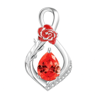 wholesale 925 Sterling Silver Daisy Pendant With Orange Gemstone-January-Carnation Without Chain