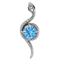 wholesale Metal Stone Snake Birthstone Pendant Necklace for Women-December Without Chain