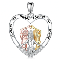 wholesale 925 Sterling Silver Heart Infinity Pendant with Sisters Forever Friendship Necklace-11-Three Sisters Without Chain