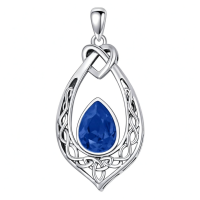 wholesale 925 Sterling Silver Celtic Knot Pendant With Turquoise-Sapphire Blue Without Chain
