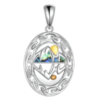 wholesale 925 Sterling Silver Abalone Shell and Gold Plated Mountain Pendant Necklace for Women - Religious s-Celtic Without Chain