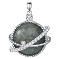 wholesale 925 Sterling Silver Labradorite Blue Topaz Saturn Pendant Necklace for Women-01-Labradorite Without Chain