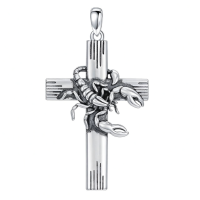 wholesale 925 Sterling Silver Scorpion Cross Pendant Necklace for Women and Men - Religious  for Christmas & Birthdays-01-01-Scorpion Without Chain
