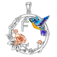 wholesale 925 Sterling Silver Engraved Alphabet Initial Letter Pendant Necklace-F Without Chain