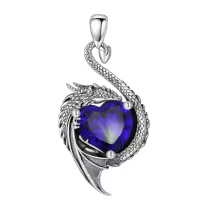 wholesale 925 Sterling Silver Birthstone Dragon Heart Pendant Necklace-September Without Chain