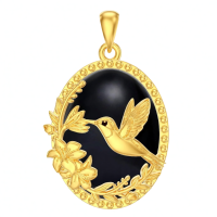 wholesale 925 Sterling Silver Blue Moonstone Owl Pendant Necklace with Chain-Hummingbird Black Onyx Without Chain