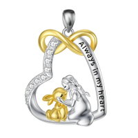 wholesale 925 Sterling Silver Infinity Heart Rabbit Love Pendant Necklace Gift for Women Girl's Jewelry Mothers' Day Birthday Present-A-Bunny-1 Without Chain