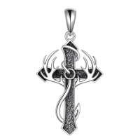wholesale 925 Sterling Silver Cross Necklace-Fish Hook Without Chain