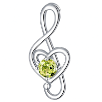 wholesale 925 Sterling Silver 12 Birthstone Music Note Necklace for Women-08-August-Peridot Without Chain