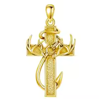 wholesale 925 Sterling Silver Black Enamel Deer Antlers Cross Pendant Necklace with Stainless steel chain for Men -2-02-Gold Plated Without Chain
