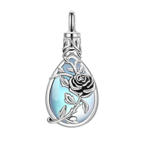 wholesale 925 Sterling Silver Moonstone Rose Pendant Necklace-Rose Without Chain