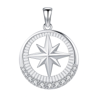 wholesale 925 Sterling Silver  Compass Star Pendant Necklace with Cubic Zirconia Accents-6-CZ Compass Necklace Without Chain
