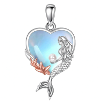 wholesale 925 Sterling Silver Blue Moonstone Butterfly Pendant Necklace for Women-mermain necklace Without Chain