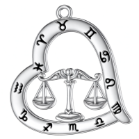 wholesale 925 Sterling Silver Zodiac Necklace with 12 Constellations Horoscope Heart Pendant for Women-01-Libra Necklace(09.23-10.22)-01-Libra Necklace(09.23-10.22) Without Chain