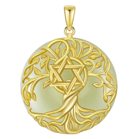 wholesale 925 Sterling Silver Tree Of Life Pendant Necklace Wholesale With Green Gemstone-Star of David Without Chain