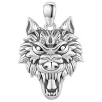 wholesale 925 Sterling Silver Wolf Head Pendant Necklaces Wholesale for Men & Women s-Wolf Necklace Without Chain