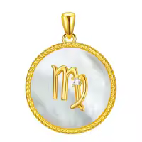 wholesale 925 Sterling Silver Mother of Pearl Scorpio Zodiac Pendant Necklace-Virgo Without Chain