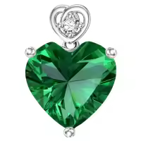 wholesale 14K White Gold 3ct Garnet Amethyst Aquamarine Emerald Ruby Peridot Sapphire Tourmaline Citrine Topaz Birthstone Pendant Necklace-B5:White Gold-May-Emerald Without Chain
