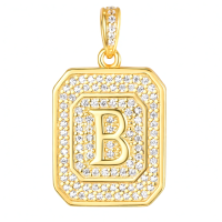 wholesale Gold Filled 925 Sterling Silver Letter Jewelry Necklace for Women Gift for Mom Wife Birthday Anniversary Christmas-Letter B Without Chain