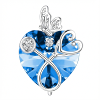 wholesale 925 Sterling Silver Crystal Butterfly Heart Stethoscope Pendant Necklace for Nurses and Doctors Gifts-09-September Without Chain