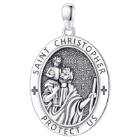 wholesale 925 Sterling Silver Archangel Medals St Pendant Necklace for Men Women-21-St Christopher(1-oval silver) Without Chain