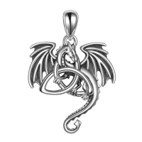 wholesale 925 Sterling Silver Crystal Dragon Pendant Necklace Jewelry-Style 4-Celtic Knot Without Chain