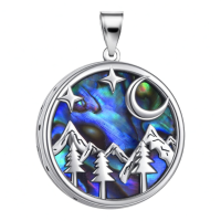 wholesale 925 Sterling Silver Abalone Shell Cremation Urn Necklace for Ashes Nature Lovers s Memorial Keepsake Pendant for Women-01-Mountain Range Without Chain