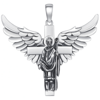 wholesale 925 Sterling Silver Angel Winged Cross St. Patrick Pendant Necklace Catholic  for Men Women Boys Girls-L01 - St Patrick(Silver) Without Chain