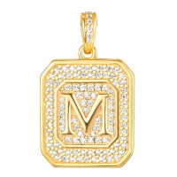 wholesale Gold Filled 925 Sterling Silver Letter Jewelry Necklace for Women Gift for Mom Wife Birthday Anniversary Christmas-Letter M Without Chain