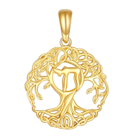 wholesale 14K Gold Tree Of Life Pendant Necklace - Real s For Women-Chai Without Chain